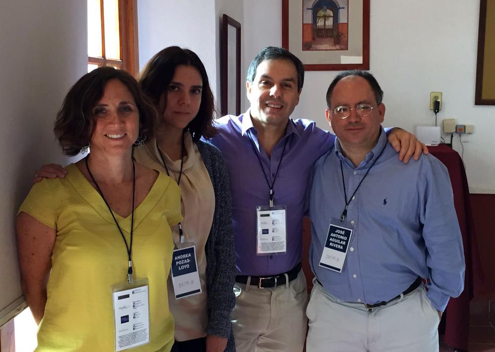 Claudia Heiss junto a los académicos Andrea Pozas-Loya (Unam), Gabriel Negretto (CIDE) y Antonio Aguilar (CIDE)